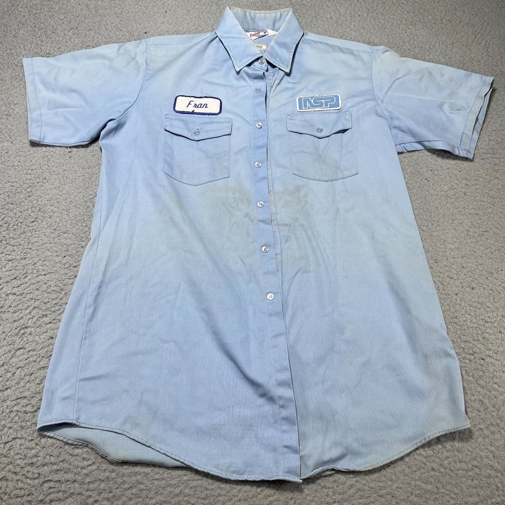 Vintage 70s Union Unitog Work Shirt 16-16.5 Walt Mechanic Uniform Large Read